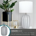thumbnail image 5 of Catalina Lighting Arcadia 19.5'' Table Lamp with White Fabric Drum Shade Transitional Table Light Fixture for Living Room, Bedroom, or Office, Gray, 5 of 5