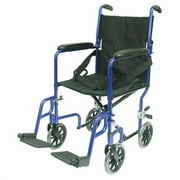 Karman Healthcare LT-2017-BL Folding Aluminum Transport Chair, Blue, 17" Seat Width