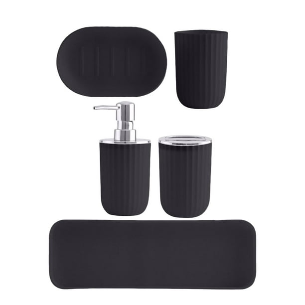 Juego de accesorios de baño, taza para la boca, artículos esenciales para el baño, encimera NegroB