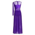 thumbnail image 2 of iiniim Women Lyrical Dress Elegant Modern Contemporary Dance Sparkly Flowy Mesh Tulle Split Long Skirt Purple XXL, 2 of 7