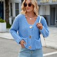 thumbnail image 5 of SWSMCLT Women's Cable Knit Cardigan Sweater Baggy Button Crew Neck Comfy 2025 Cardigan Sweaters Acrylic Blue Small, 5 of 5