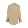 thumbnail image 5 of Women's Button Down Shirts Long Sleeve Business Work Tops Casual with Pockets Jacket for Office and Daily Wear Fashion Outfits ,Khaki 2XL, 5 of 6