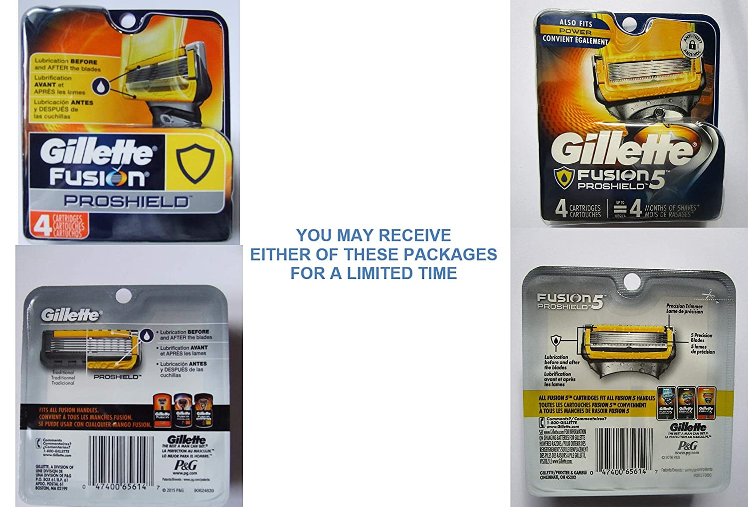 2 Pack Gillette Fusion Proshield Men's Razor Blade Refills 4 ct