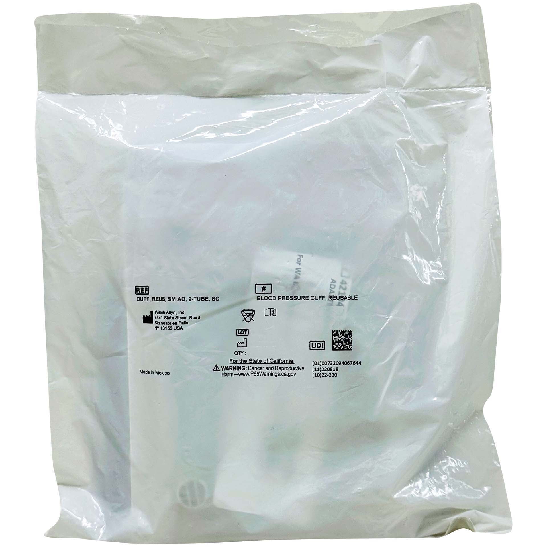 Welch Allyn REUSE-10-2SC FlexiPort Reusable Blood Pressure Cuff with Two-Tubes, Screw-Type Connector, Small Adult, Size 10