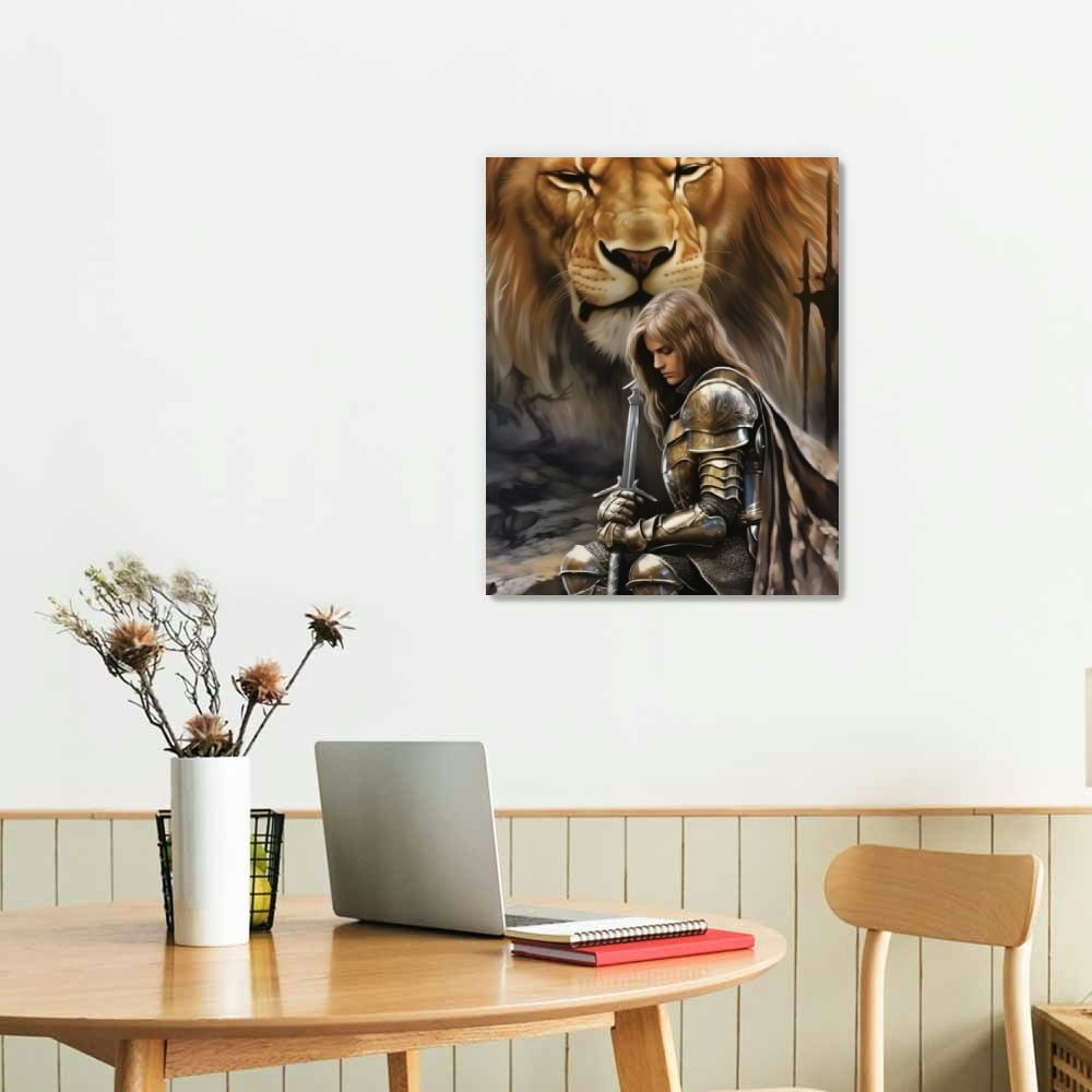 COMIO Lion Woman Warrior, Woman Warrior of God, Lion of Judah, Religious Home Wall Art Deco Posters-gigapi Wall Art Paintings Canvas Wall Decor Home Decor Living Room Decor Aesthetic