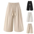 thumbnail image 4 of Ceisia Men's All-Season Solid Color Wide Gift Leg Pants Elastic Drawstring Waist Zipper Button Pockets for Outdoor Casual Daily Work Wear, 4 of 9
