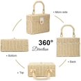 thumbnail image 3 of Granjero Gordo Bolso de mano tejido y bolsas de cosméticos, bolso de mano tejido elegante de playa de verano, bolso de hombro de 7,48 x 3,14 x 5,9 pulgadas (blanco), 3 of 5