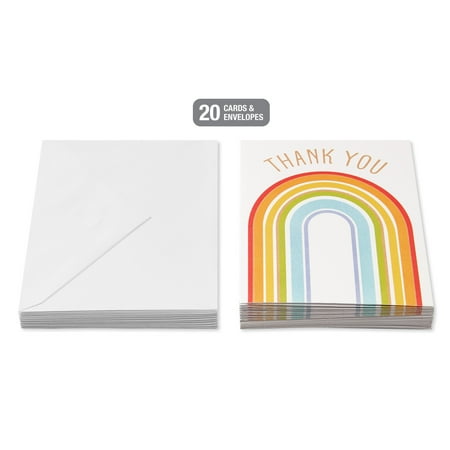 American Greetings Thank You Stationery with Envelopes, Rainbow Multi-color (20-Count)