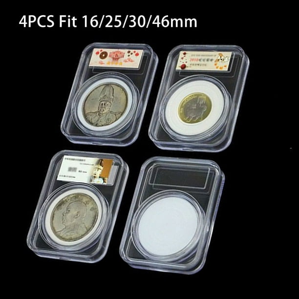 Allume Boîte de rangement en plastique pour pièces de monnaie en argent  16/25/30/46 mm Boîte de collection de pièces de monnaie transparente pour  pièces graduées 