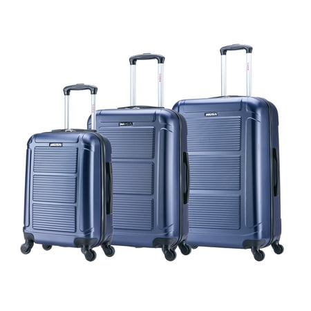 InUSA Pilot 3-Piece Hardside Luggage Sets with Spinner Wheels, Handle, Trolley, (20"/24"/28"), Blue