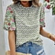 thumbnail image 3 of Blusas de Manga Corta para las Mujeres Imprimir Cuello de Pie Top Casual, Blusas para las Mujeres Casual, 3 of 6
