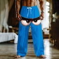 thumbnail image 1 of Ceisia Men's Fun Cartoon Peeking Eyes Print Loose Casual Pants with Elastic Drawstring Waist Blue L Gifts, 1 of 3