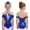 Blue, variant on Girls Gymnastics Leotard Ballet Dance Short Sleeve Metallic Shiny Diamond Training Practice Bodysuit Red 16