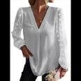 thumbnail image 1 of Blusas Casuales de Verano para Mujer, Blusas de Oficina de Larga, Blusas de con Cuello en V y Pompones M, 1 of 7