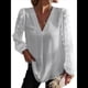thumbnail image 1 of Blusas Casuales de Verano para Mujer, Blusas de Oficina de Larga, Blusas de con Cuello en V y Pompones S, 1 of 7