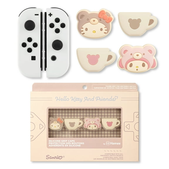 Hamee Hello Kitty and Friends Thumb Grips Compatible with Nintendo Switch OLED/Switch Lite, Character Joystick Grip Cover Caps – Hello Kitty and My Melody (Latte Bear)