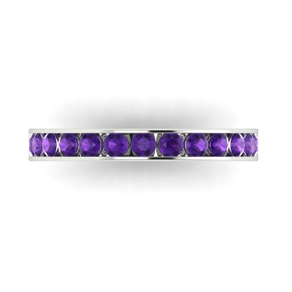 0.39 ctw Wedding Band for Women - 18K White Gold Natural Amethyst Stackable Eternity Ring
