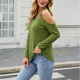 thumbnail image 4 of Jalioing Women's Long Sleeve Fashion Tops Ribbed Cold Shoulder Scoop Neck Shirts Casual Loose Fall Tunic Blouses, 4 of 8