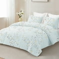 thumbnail image 6 of Exclusivo Mezcla 3-Piece Floral King Size Comforter Set, Microfiber Bedding Down Alternative Comforter for All Seasons with 2 Pillow Shams, Light Blue, 6 of 6