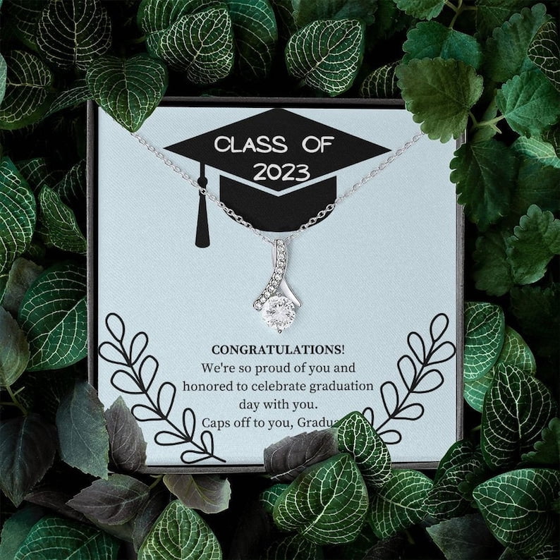 Class of 2023, Graduation Gift Necklace, Message Card Graduation Gifts for Her, High School Graduation Gifts for Her, College Graduation,, Gold Alluring Necklace