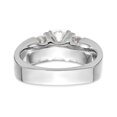 thumbnail image 5 of Solid 14K White Gold Solitaire Diamond Side-Stones with CZ Cubic Zirconia Peg Set Center Stone Engagement Ring Size 7, 5 of 8