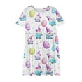 thumbnail image 2 of Girls Middle Aged Easter Dress Funny Bunny Eggs Graphic A Line Dress Casual Short Sleeved Round Neck Midi Dresses White 9-10 Years, 2 of 5