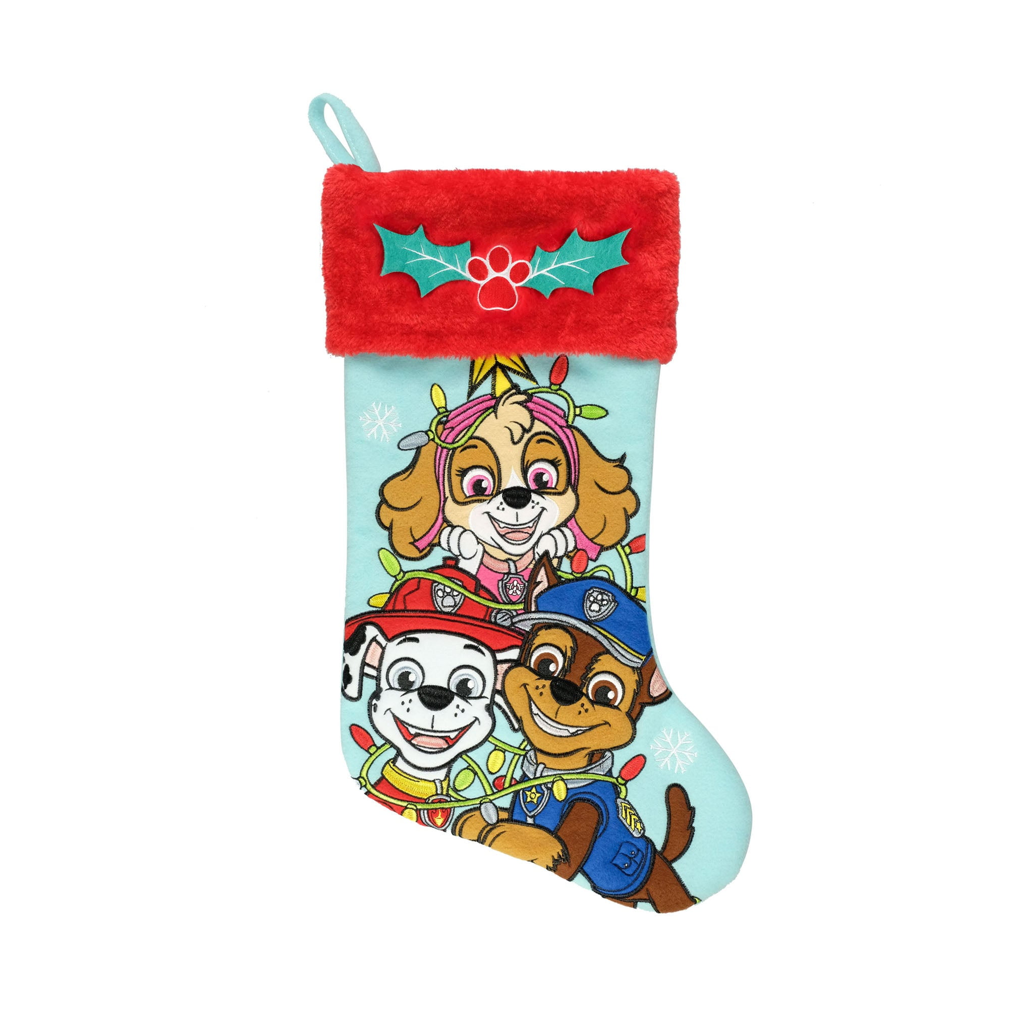 Paw Patrol Applique Christmas Stocking with Red Cuff