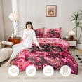 thumbnail image 3 of Castle Fairy Black Motorcycle Twin Comforter Sets 3-Piece for Teens, Pink Rose Print Bedding Set for Bedroom, Black Pink,Pink Reversible, 3 of 6