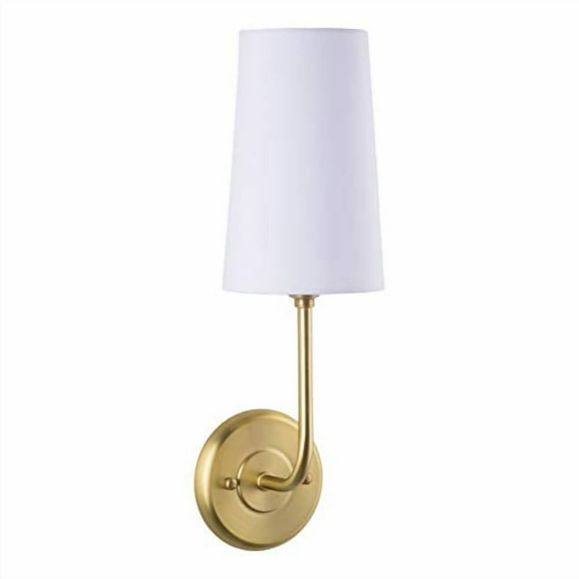 Linea di Liara Forma Gold Wall Sconce White Fabric Shade Modern Bathroom Bedroom