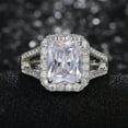 thumbnail image 4 of 9*11mm Princess White Cz Hollow Band Womens 925 Silver Engagement Ring Size 6-10, 4 of 5