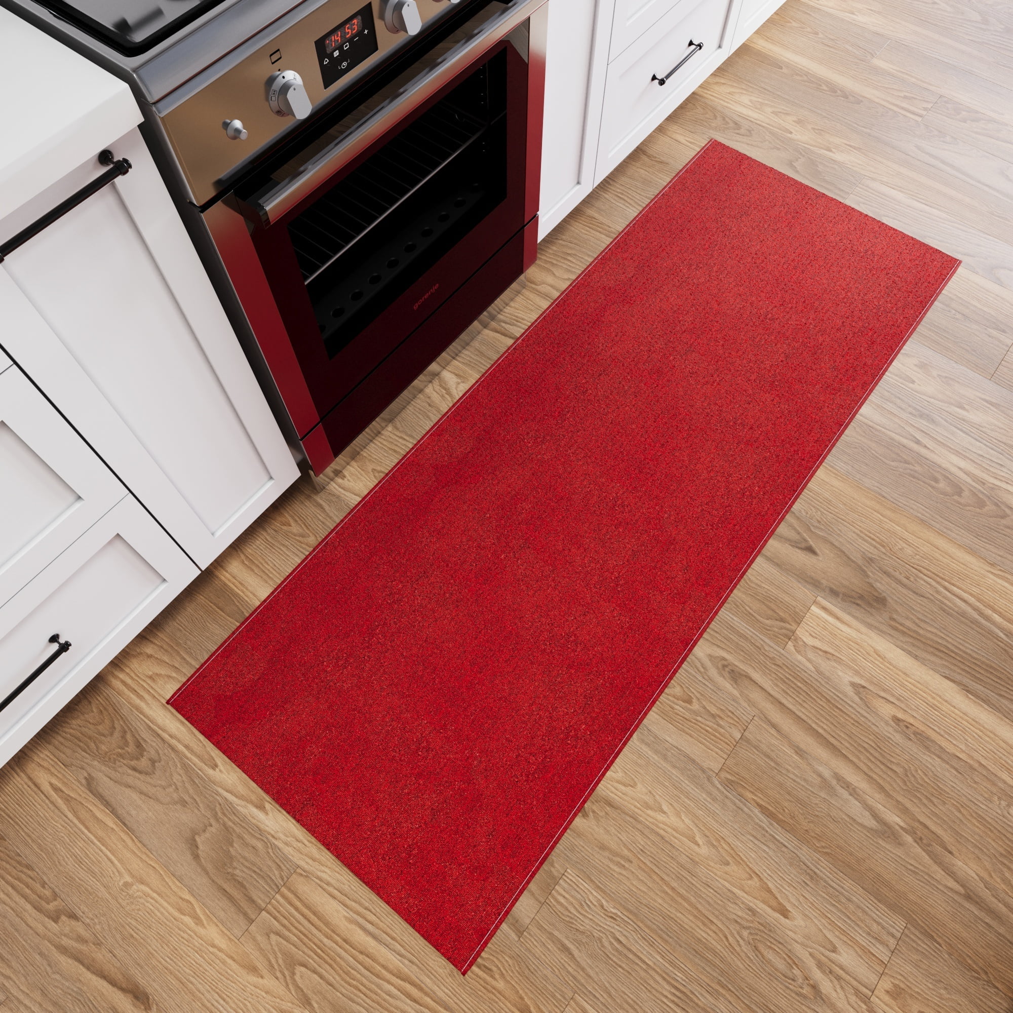 Ottomanson Extra Long Hallway Runner Rug 2x20 Non-Slip Rug for Kitchen or Bedroom, 1'10" x 20', Red