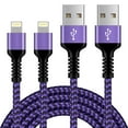 thumbnail image 2 of Lightning Cables,2PACK Usb a to Lightning Cable 6ft 10ft,HAOANO USB A Cable to Lightning Cables USB to Lightning Cable 6ft Fast Charger Charging Cable Cords,Purple, 2 of 8