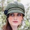 thumbnail image 3 of Irish Tweed Green Herringbone Newsboy For Women Made By Mucros Weavers, 3 of 6
