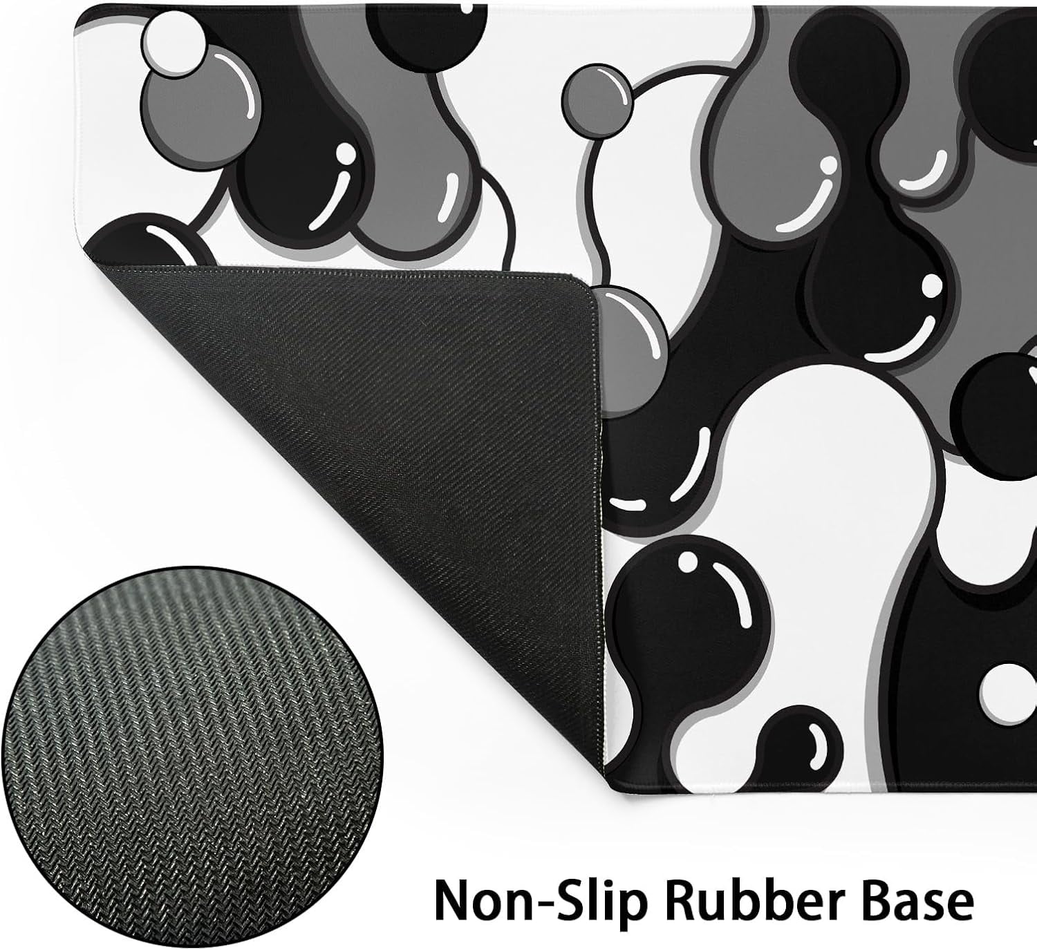 aportt Black White Grey Mouse Pad XXL Anime Cool Geometric Japanese Extended Desk Mat 90X40 CM Non-Slip Rubber Base Stitched Edge Large Mousepad for Gaming Laptop Computer Desktop 35.4×15.7 Inch