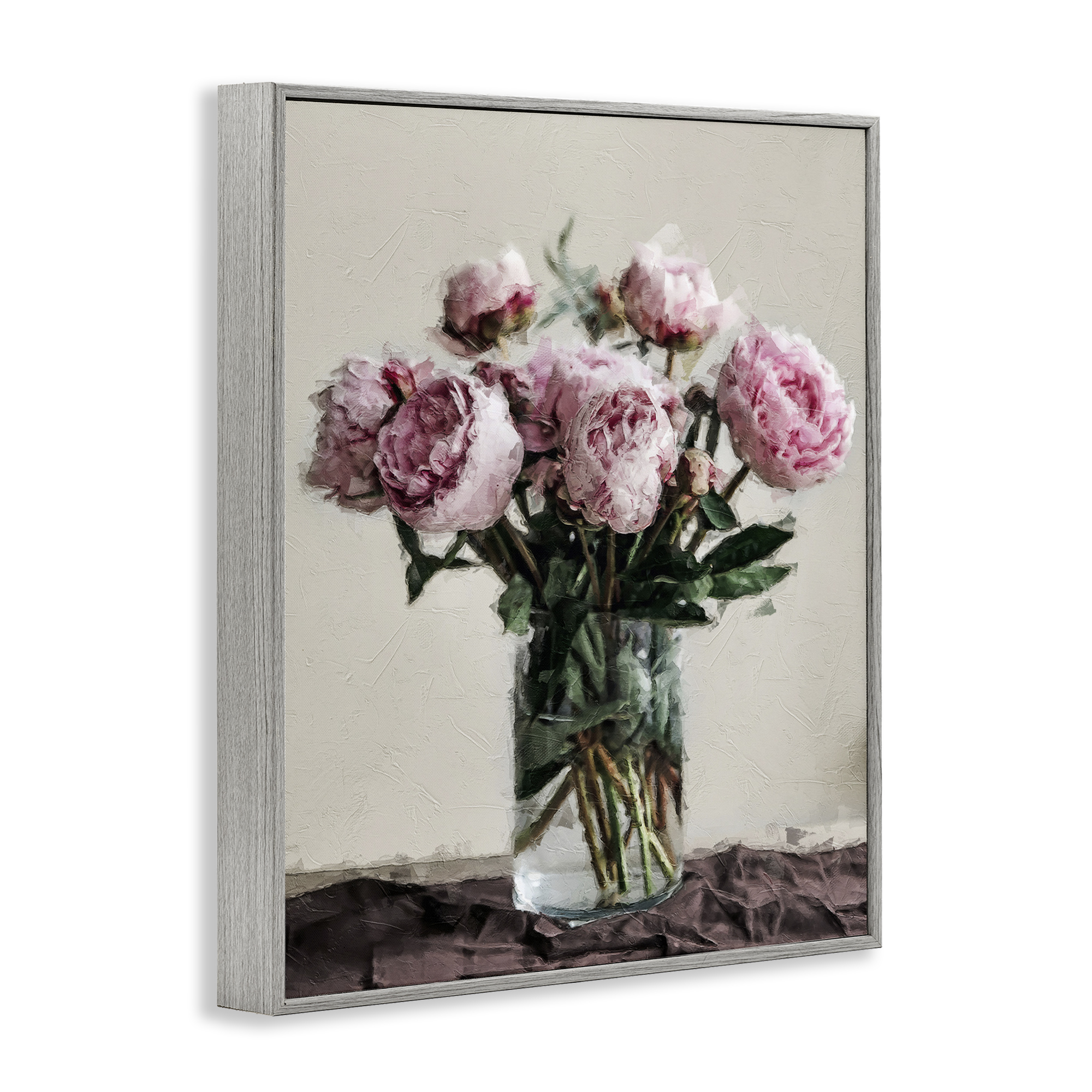 Stupell Industries Jar Of Roses Botanical & Floral Painting Gray Framed Art Print Wall Art, 11 x 14