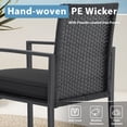 thumbnail image 6 of JOIVI 3 Pieces Wicker Patio Bistro Set, Outdoor Rattan Furniture Conversation Set with Tempered Glass Top Table for Porch, Balcony, Deck, Backyard, Black, 6 of 9