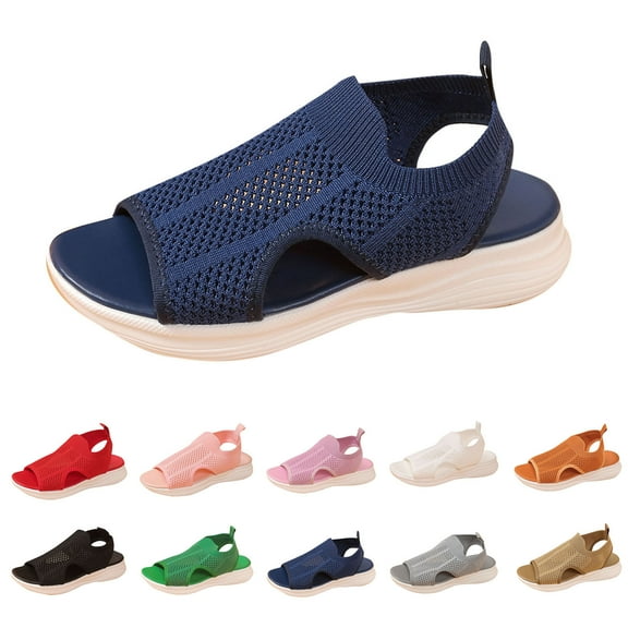 HBGVBA Womens Summer Sandals Knitted Mesh Hollow Out Breathable Soft Sole Summer Casual Lightweight Shoes 40