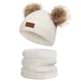 thumbnail image 1 of Gorro para niños pequeños, gorro de punto con pompón doble de invierno de color y bufanda del mismo color, 1 of 5
