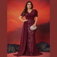 thumbnail image 2 of AURA Plus Size Evening Dress Sequin V Neck Short Sleeve Party Wear 0XL to 4XL, 2 of 6