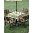 thumbnail image 3 of Outdoor Tablecloth with Umbrella Hole and Zipper, Easter Square Table Cloth 60x60 Inch Waterproof Tablecloth, Gnomes Flowers Duck Eggs Green Lattice Wooden Picnic Table Cover for Patio Camping, 3 of 7