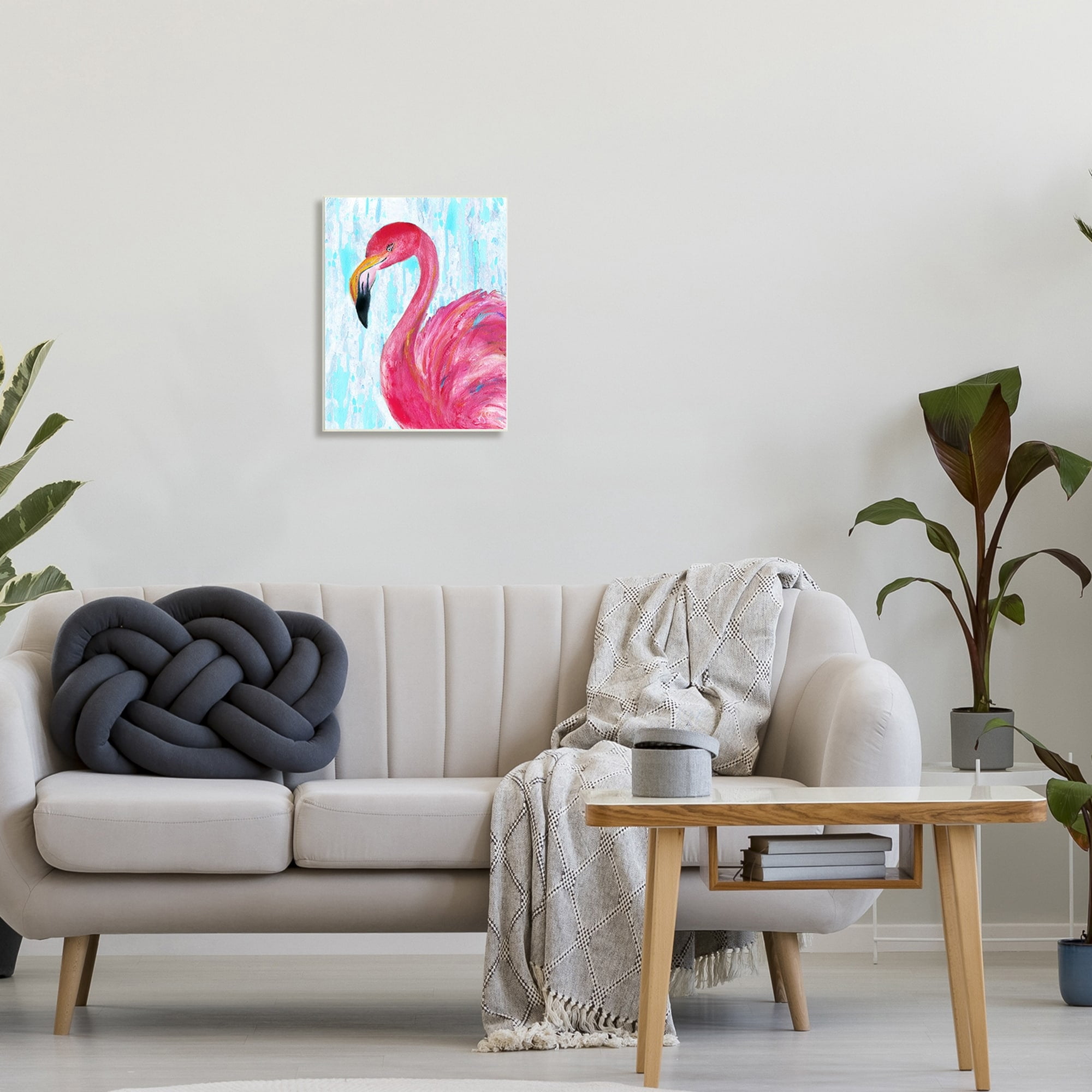 Stupell Industries Preened Glamorous Flamingo Shabby Bird Painting,13 x 19, Design by Jan Cole