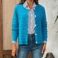 thumbnail image 4 of BiZtdJrK Women's Knit Cardigan Sweaters Long Sleeve Open Front Button Down Cardigans Cropped Casual Work Sweater Jackets Sky Blue L, 4 of 6