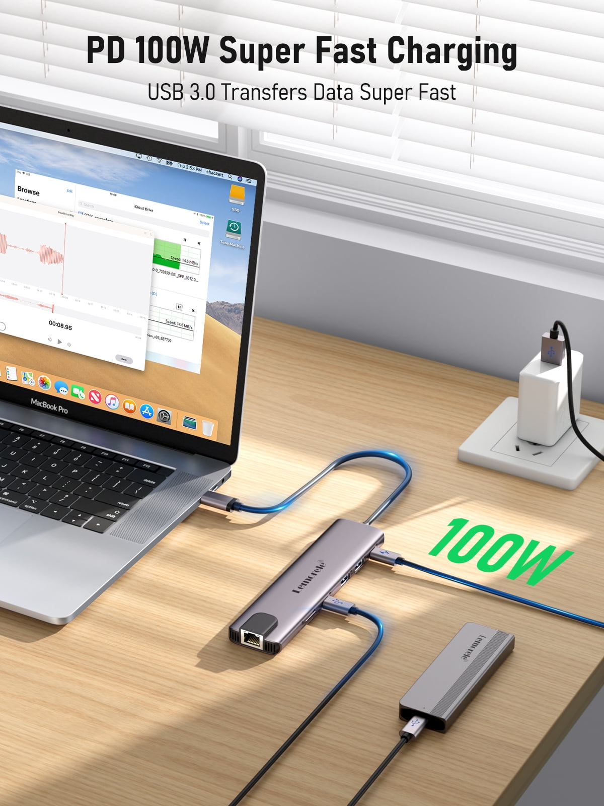 Lemorele 11 in 1 Docking Station with 4k Dual HDMI, Gigabit Ethernet, 4 USB A, USB-C 3.0, 100w Fast Charging, SD/TF Card, Plug and Play USB C Hub