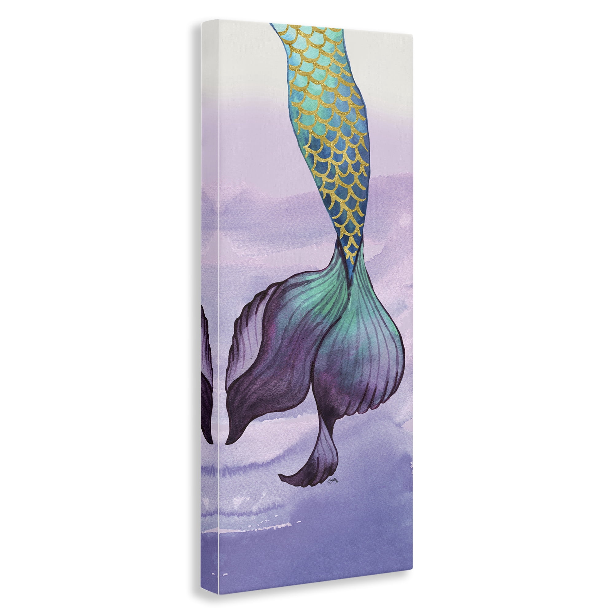 Stupell Industries Glam Accent Mermaid Tail Fairy Tales & Fantasy Painting Gallery Wrapped Canvas Art Print Wall Art, 20 x 48