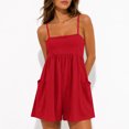 thumbnail image 4 of Carlikeit Women's Summer Romper Dress with Shorts Underneath Spaghetti Strap Sleeveless Wide Leg Jumpsuit, 4 of 10