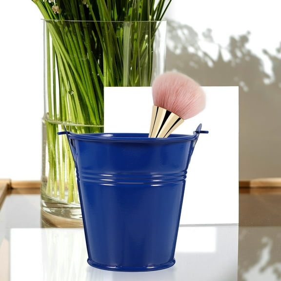 unbranded 4Pcs Rustic Metal Bucket Round Blue 11.8x7.9x2.7in for Wedding Favors