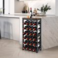 thumbnail image 4 of Wine Rack Freestanding Floor, 6 Tier Bamboo Wine Storage Shelves with Table Top, 24-Botttle Wine Rack Shelf for Kitchen Bar Dining Room Living Room, Rustic Brown and Black, 4 of 14