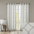 thumbnail image 4 of Fretwork Print Blackout Window Curtain, Grommet Top Window Curtain Panel for Living Room Bedroom, Scroll Geometric Fretwork Print Design Window Curtain Panel in Grommet Top, Ivory+Grey, 4 of 9