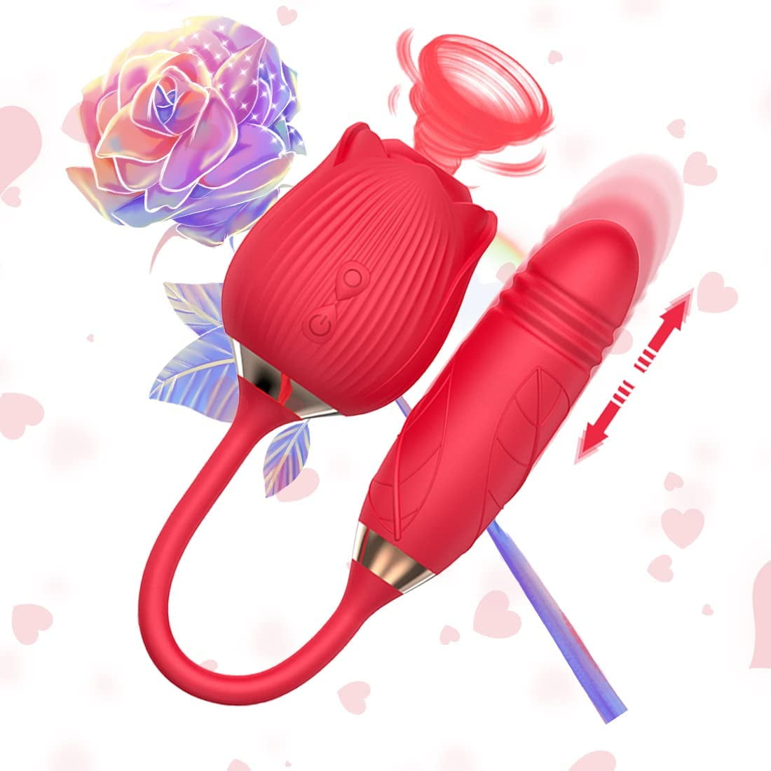 Washable Waterproof Rechargeable Rose Flower Toy for Women caixin663 2021 Upgraded Women Rose Toys with 10 Gears 