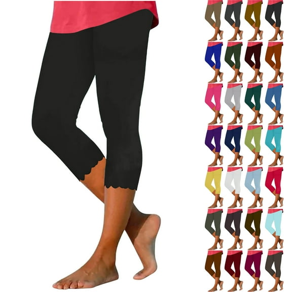 Bloomae Capri Leggings Women Summer Dressy Cropped Soft Slim High Waist Yoga Pants for Running Cycling Trendy Comfy Stretchy Workout Compression Pants Army Green XXXL